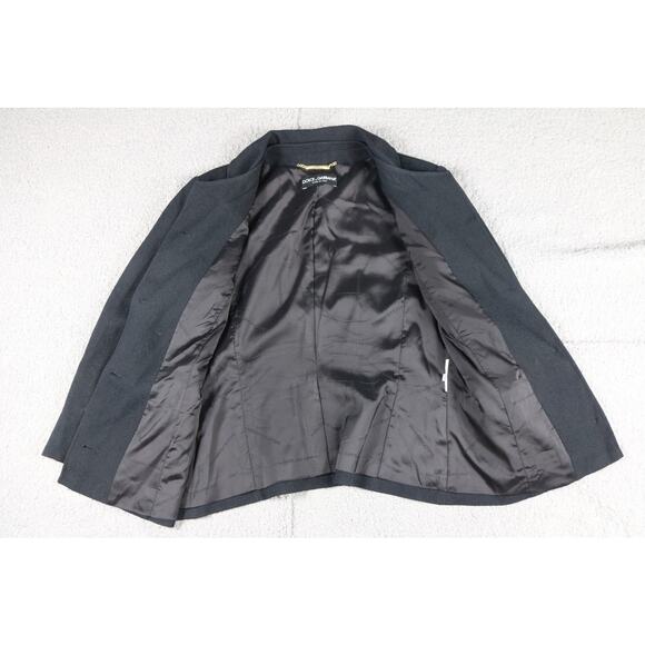 Dolce Gabbana Jacket Womens 44 Black Crepe Wool Blazer Italy - Picture 2 of 10